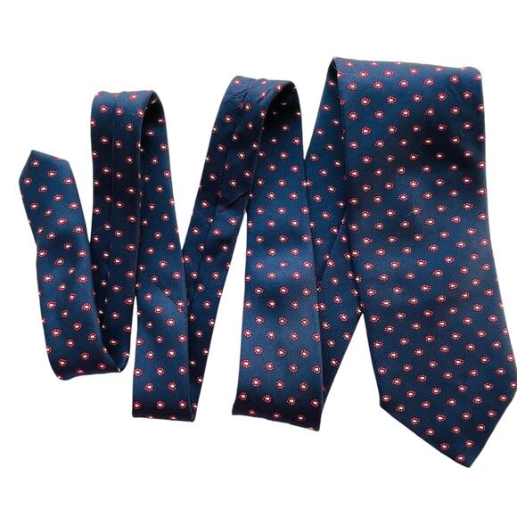 Brooks Brothers Makers Blue Red Dotted Classic Career Modern Silk Mens Tie - Picture 3 of 6